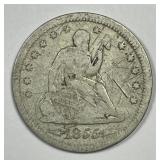 1855 Seated Liberty Silver Quarter Good G detail