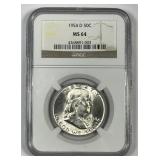 1954-D Franklin Silver Half NGC MS64