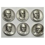 6 Medallic Art Co High Relief .999 Silver Medals