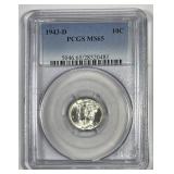 1943-D Mercury Silver Dime PCGS MS65