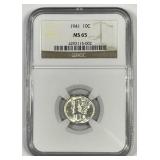 1941 Mercury Silver Dime NGC MS65