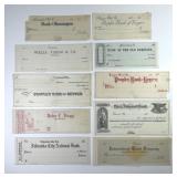 10 Various Bank Check Remainders 1850s-1900