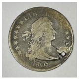 1805 Draped Bust Silver Quarter Good G details