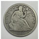 1857 Seated Liberty Silver Half Good details