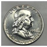 1958 Franklin Silver Half Proof PR PRF