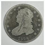 1828 Capped Bust Silver Quarter About Good AG det.
