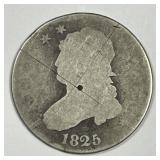 1825 Capped Bust Silver Quarter About Good AG det.
