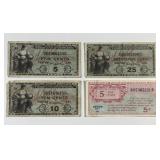 Four Different Military Payment Certificates MPC