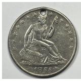 1855-O Seated Liberty Silver Half w/Arr XF details