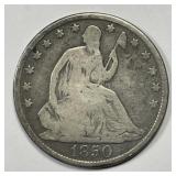 1850-O Seated Liberty Silver Half Good details