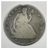1855-S Seated Liberty Silver Half w/Arr G details