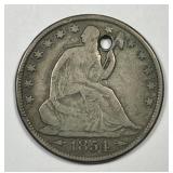 1854-O Seated Liberty Silver Half w/Arr F details