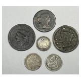 Lot of 6 Old Type Coins