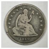 1840-O Seated Liberty Silver Quarter No Drapery