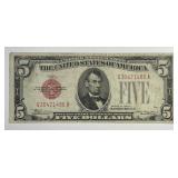 1928-C $5 Red Seal US Note Fr#1528 Fine/VF