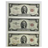 1953 $5  Red Seal US Note Trio All AA Block