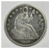 1839 Seated Liberty Silver Half VG details