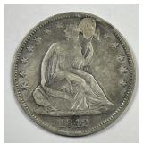 1842-O Seated Liberty Silver Half VF details