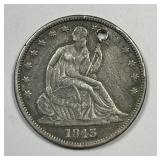 1843 Seated Liberty Silver Half XF details