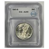 1941-S Walking Liberty Silver Half ICG AU55