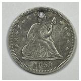 1858 Seated Liberty Silver Quarter XF details