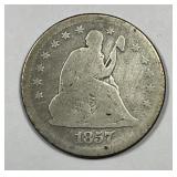 1857-O Seated Liberty Silver Quarter About Good