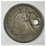 1857 Seated Liberty Silver Quarter Fine details