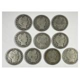 Ten Different Barber Silver Halves 1902-1907