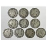Ten Different Barber Silver Halves 1902-1915