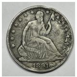 1891 Seated Liberty Silver Half VF details