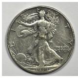 1938-D Walking Liberty Silver Half VF details