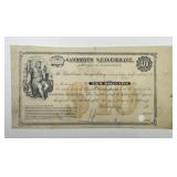 "Gambrinus Sï¿½ngerchor" Certificate of Indebtedness