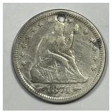 1874 Seated Liberty Silver Quarter Fine details