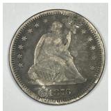 1876 Seated Liberty Silver Quarter Fine details