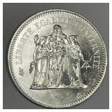 FRANCE: 1977 Silver 50 Francs Hercules BU