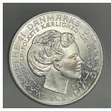 DENMARK: 1972 Silver 10 Kroner BU