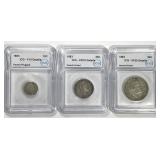 HAWAII: 1883 Dime Quarter Half 3-Coin LOT ICG