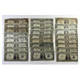 Lot Of 25 $1 Small Size Silver Certificates