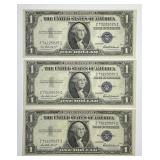 1935-F $1 Silver Certificate Trio Consec Crisp Unc