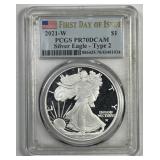 2021-W Proof Silver Eagle PCGS PR70 DCAM FDI