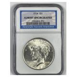 1924 Peace Silver $1 NGC About Uncirculated AU