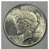 1928 Peace Silver $1 KEY DATE About Uncirculated