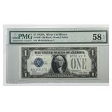 1928-A $1 Silver Certificate Funnyback PMG AU58
