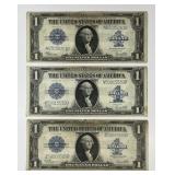 Trio of 1923 $1 Large Size Silver Certificates
