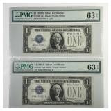 1928-A $1 Silver Certificate Funnyback Pair PMG CU