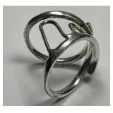 Sterling Silver Modernist Adjustable Ring Sz 7.5