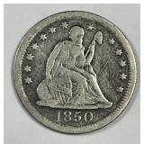 1850-O Seated Liberty Silver Quarter, VF details