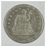 1846 Seated Liberty Silver Quarter, About Good AG