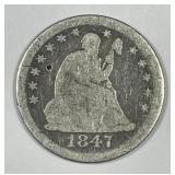 1847-O Seated Liberty Silver Quarter, AG details