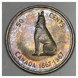 CANADA: 1967 Silver 50 Cents Centennial Wolf  BU